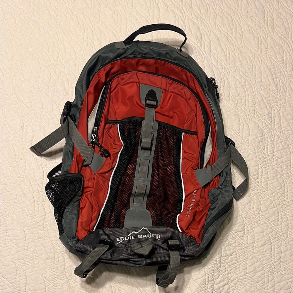 Eddie Bauer Red and Gray Sporty Backpack